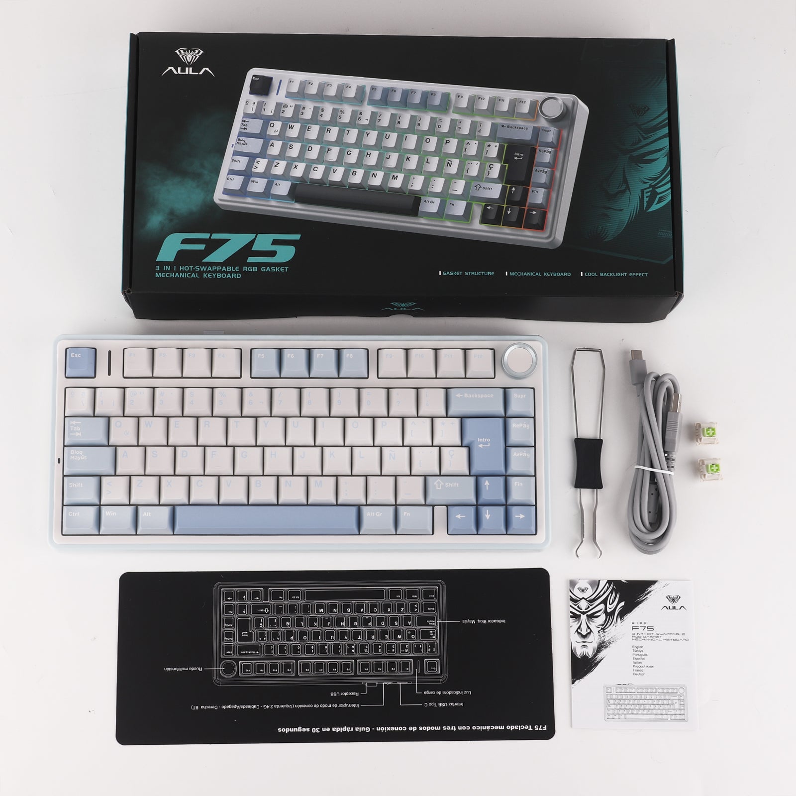 ✨本日限り値下げ✨AULA F75 　Sea Salt Blue　グレースイッチ Amazon.com: EPOMAKER x Aula F75 Gasket Mechanical Keyboard