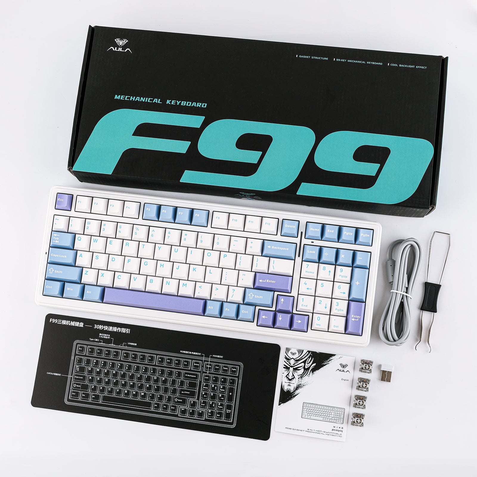 AULA F99 1800 Layout Wireless Mechanical Keyboard – Aula Gaming