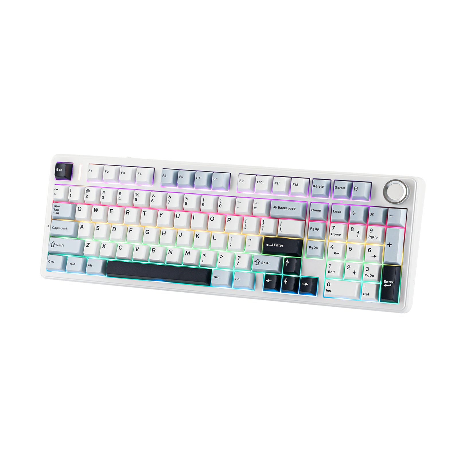 AULA F99（緑・白）黒モデル 96% Gasket-Mounted Triple-Mode Mechanical Keyboard with Knob